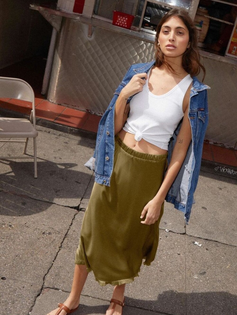 Nation Mabel Satin Skirt Green